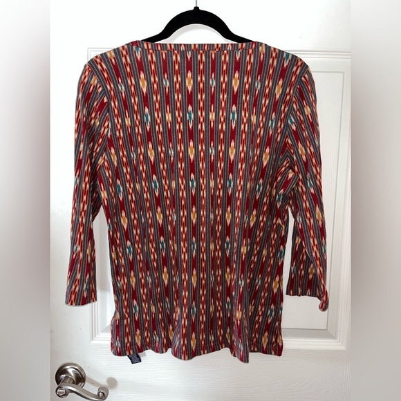 Chaps Multicolor Striped Western Aztec Vibe Cotton blend Top XL - Picture 4 of 4